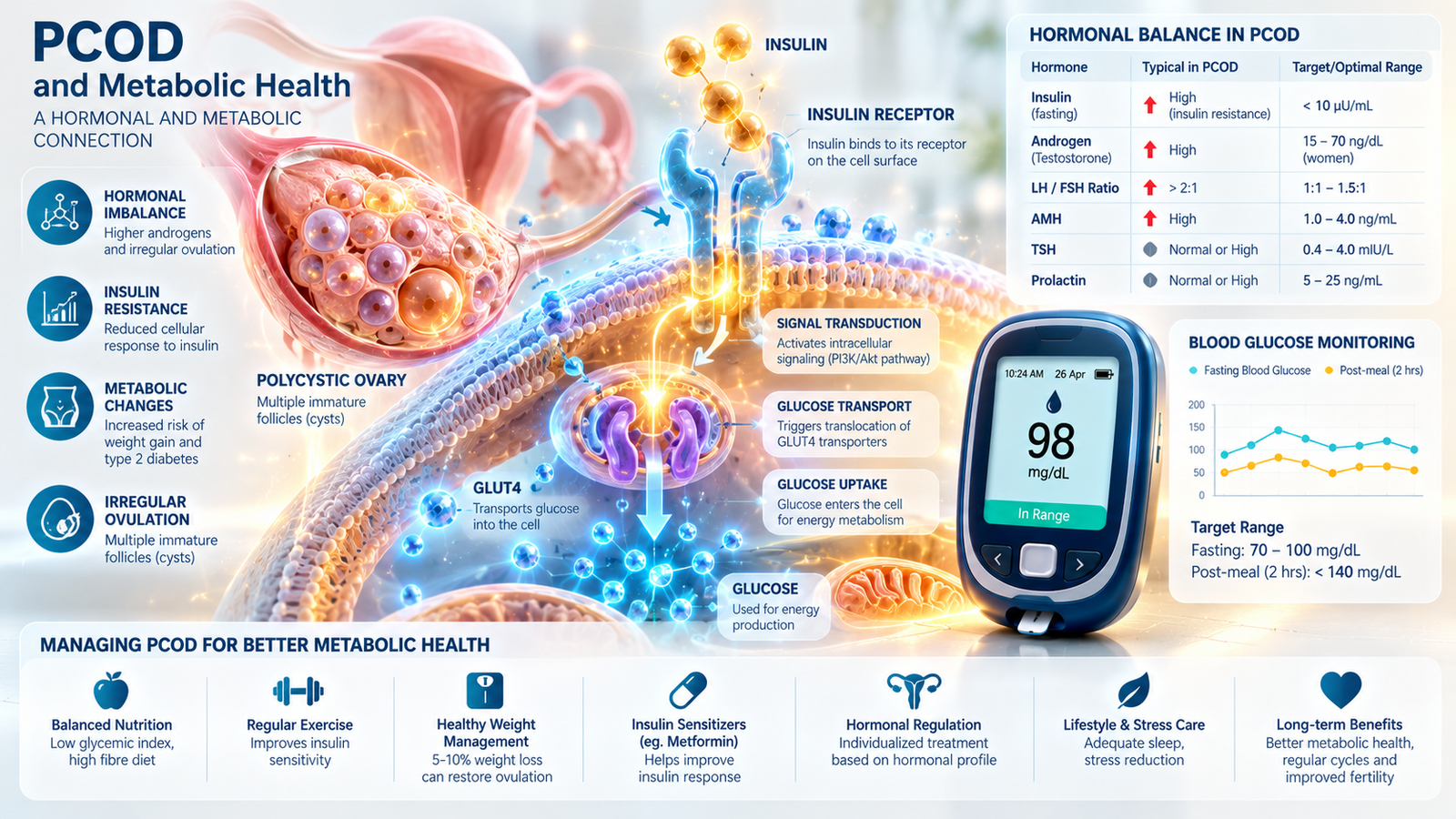 Pcod Weight Loss Hyderabad medical guide featuring endocrine charts, insulin resistance diagnostic panels, and specialized care.